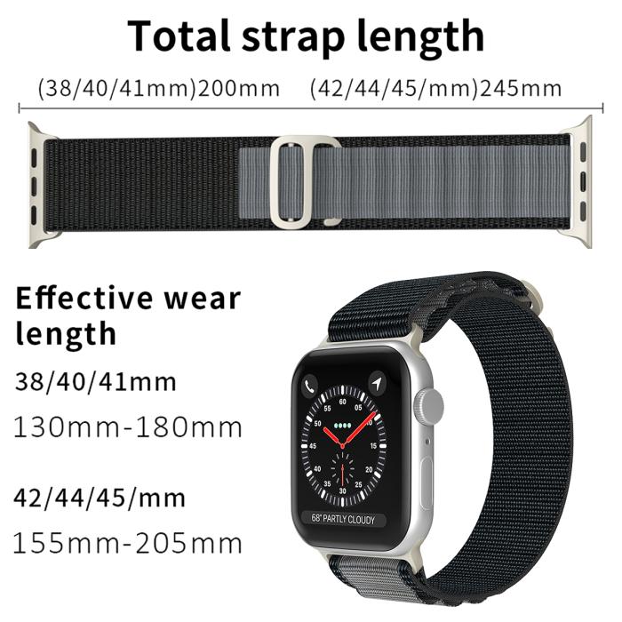 Bild 4, Apple Watch 38/40/41 mm Armband Alpine Pro Loop Svart/Grå