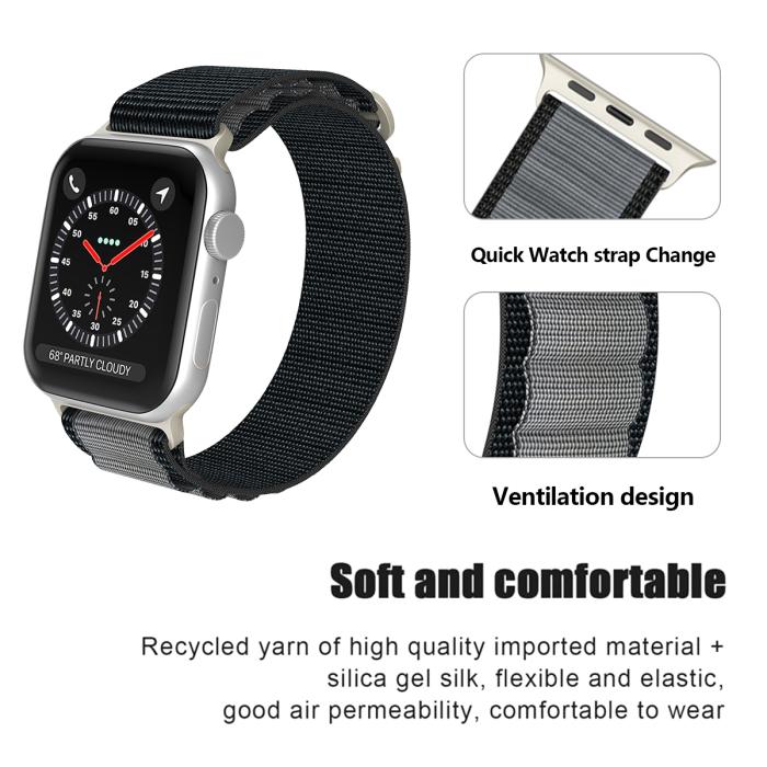 Bild 5, Apple Watch 38/40/41 mm Armband Alpine Pro Loop Svart/Grå