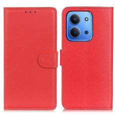 Xiaomi Redmi 15C Fodral Litchi L&auml;der R&ouml;d