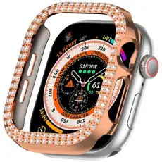 Apple Watch 10 42 mm Skal Rhinestone Ros&eacute;guld