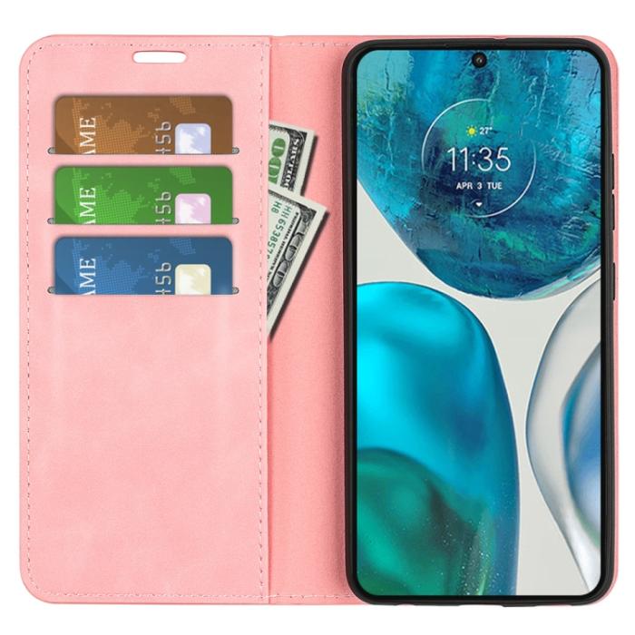 Bild 4, Motorola Moto G52/G82 Fodral Flip Retro Läder Rosa
