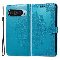 Google Pixel 10/10 Pro/9/9 Pro Fodral Mandala Blomma Blå