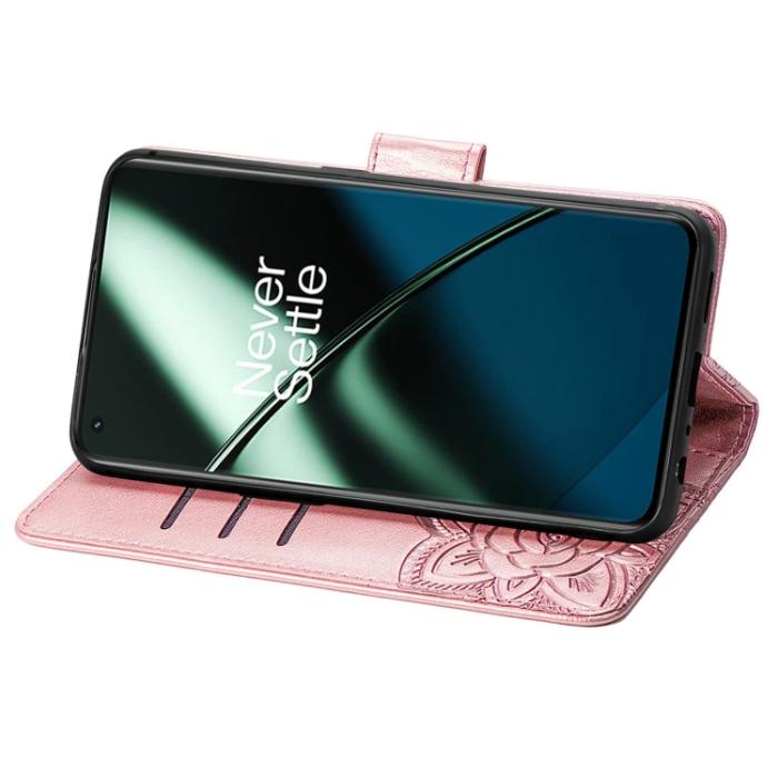 Bild 4, OnePlus 11 5G Fodral Butterfly Läder Roséguld