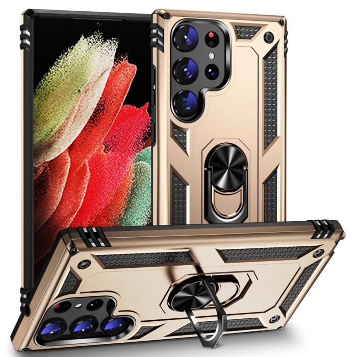 Bild 1, Samsung Galaxy S23 Ultra Skal Ring Armor Hybrid Guld