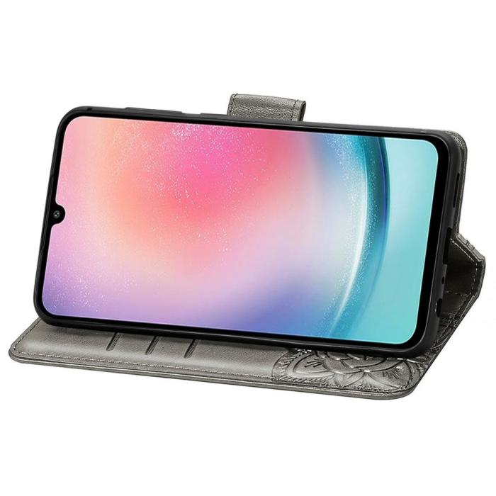 Bild 3, Samsung Galaxy A25 5G Fodral Läder Big Butterfly Grå