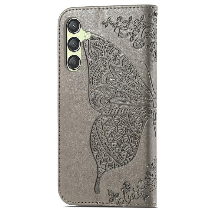 Bild 4, Samsung Galaxy A25 5G Fodral Läder Big Butterfly Grå