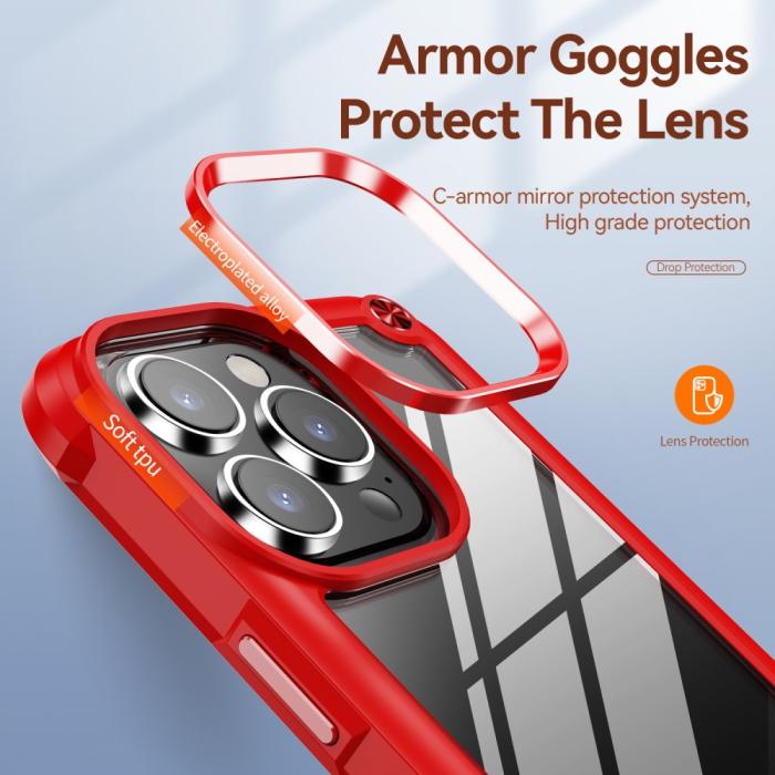 Bild 2, iPhone 15 Pro Skal Shockproof Hybrid Armor Röd