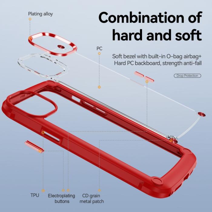 Bild 6, iPhone 15 Pro Skal Shockproof Hybrid Armor Röd