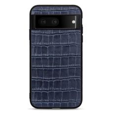 Google Pixel 7 Skal Äkta Läder Krokodil Textur Blå
