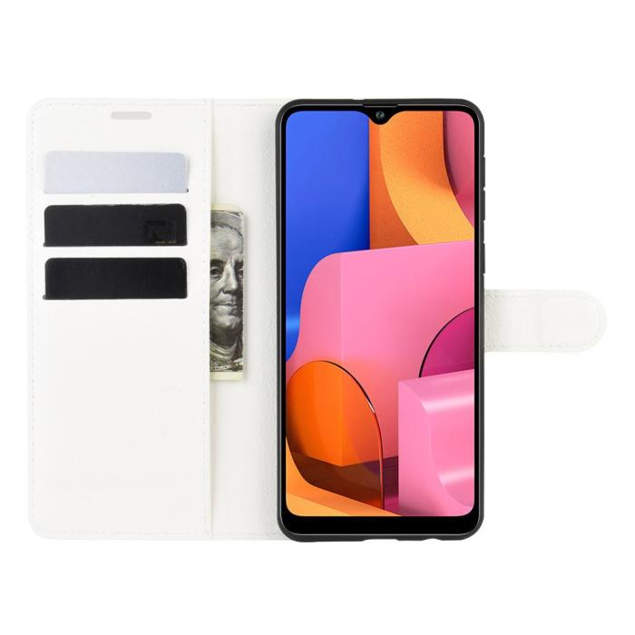 Bild 4, Samsung Galaxy A21 - Litchi Läder Fodral - Vit