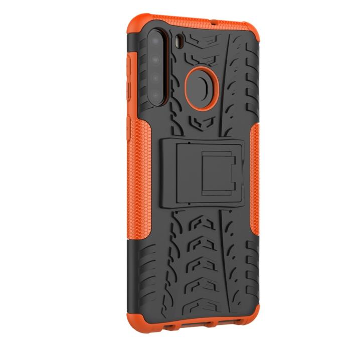 Bild 5, Samsung Galaxy A21 - Ultimata Stöttåliga Skalet med Stöd - Orange