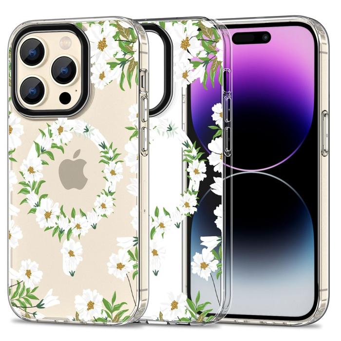 Bild 1, Tech-Protect iPhone 15 Pro Skal MagSafe MagMood White Daisy
