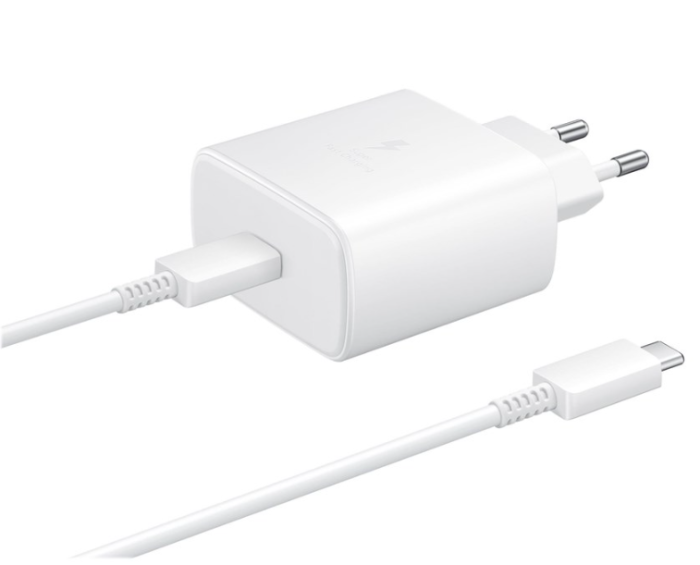 Bild 1, Samsung Original 45W 5A USB-C Laddare EP-TA845 Inkl. 1.8m USB-C Kabel Vit