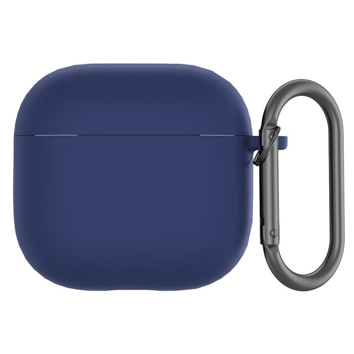 Bild 1, AirPods 4 Skal Med Karbinhake Silikon Mörk Blå