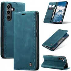 CASEME Galaxy S25 Fodral Flip Retro L&auml;der Bl&aring;