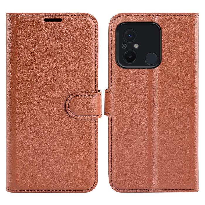 Bild 1, Xiaomi Redmi 12C 4G Fodral Litchi Läder Brun