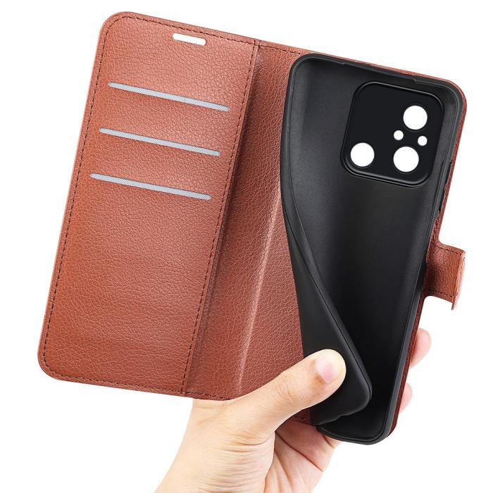 Bild 4, Xiaomi Redmi 12C 4G Fodral Litchi Läder Brun