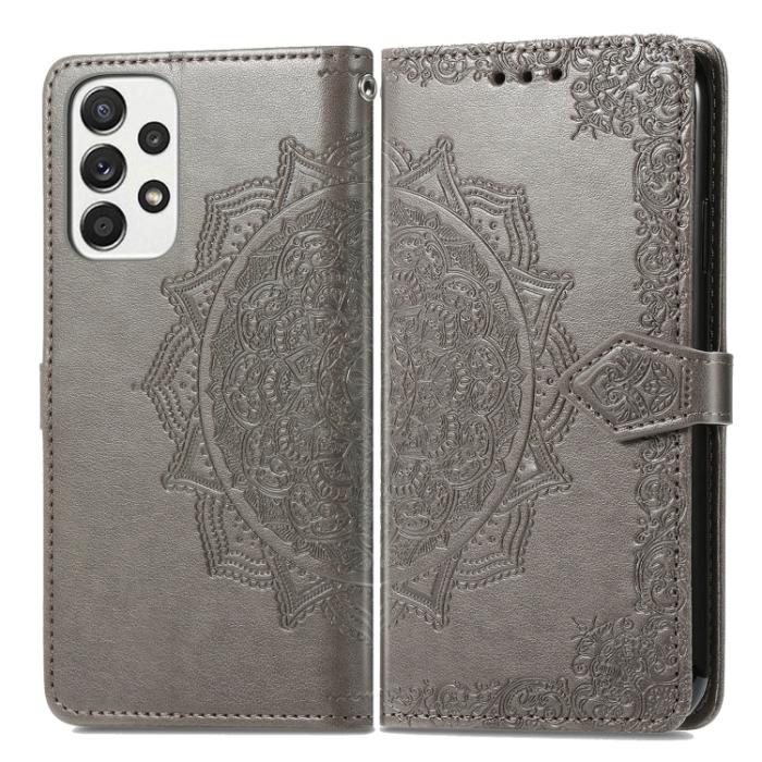 Bild 2, Samsung Galaxy A33 5G Fodral Mandala Läder Grå