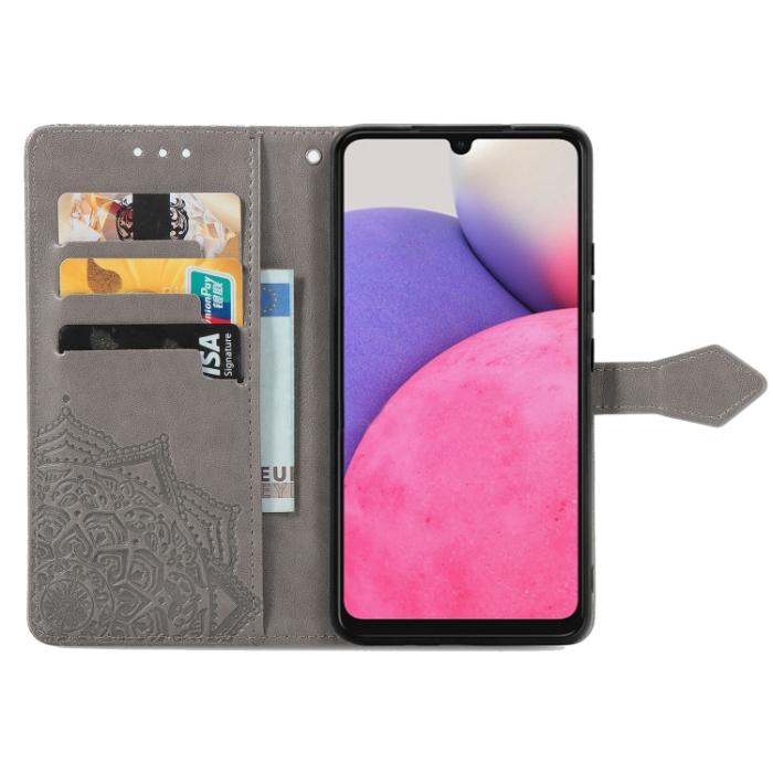 Bild 3, Samsung Galaxy A33 5G Fodral Mandala Läder Grå