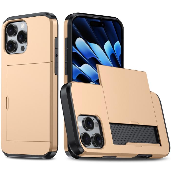 Bild 1, iPhone 16 Pro Skal Med Kortfack Hybrid Guld