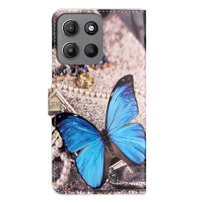 Bild 5, Motorola Moto G15 / G15 Power Fodral Med Tryck Blå Fjäril