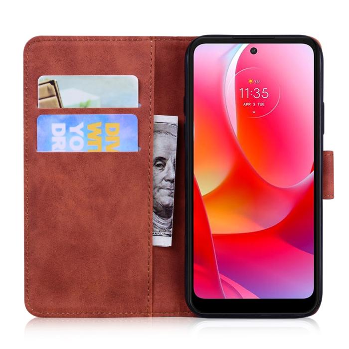 Bild 4, Motorola Moto G71 Fodral Skin Touch Läder Brun
