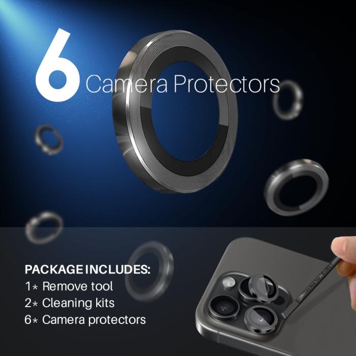 Bild 3, NORTHJO iPhone 14 Pro/Pro Max/15 Pro/Pro Max Linsskydd 2-PACK Svart