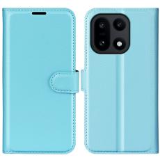 OnePlus 15 Fodral Litchi L&auml;der Bl&aring;