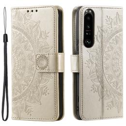 Sony Xperia 1 V Fodral Mandala Läder Guld