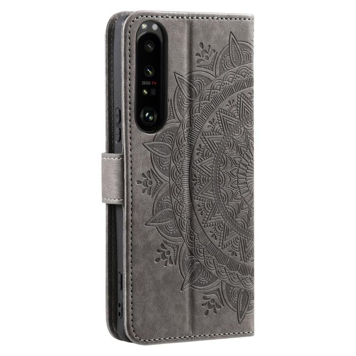 Bild 6, Sony Xperia 1 V Fodral Mandala Läder Grå