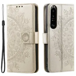 Sony Xperia 1 V Fodral Mandala Läder Guld