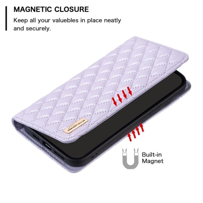 Bild 6, iPhone 15 Pro Max Fodral Diamond Flip Läder Lila