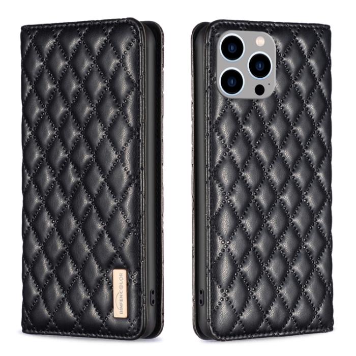 Bild 1, iPhone 15 Pro Max Fodral Diamond Flip Läder Svart