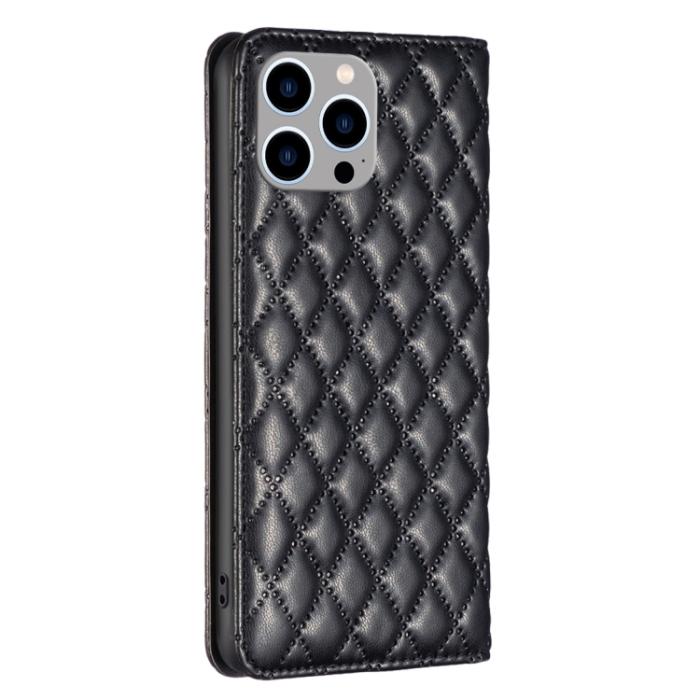 Bild 3, iPhone 15 Pro Max Fodral Diamond Flip Läder Svart