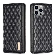 BINFEN iPhone 15 Pro Max Fodral Diamond Flip L&auml;der Svart