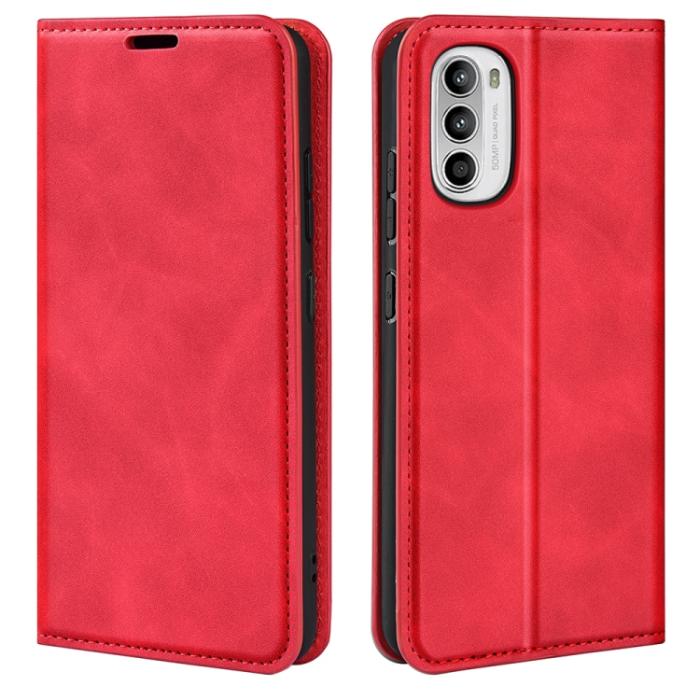 Bild 1, Motorola Moto G52/G82 Fodral Flip Retro Läder Röd