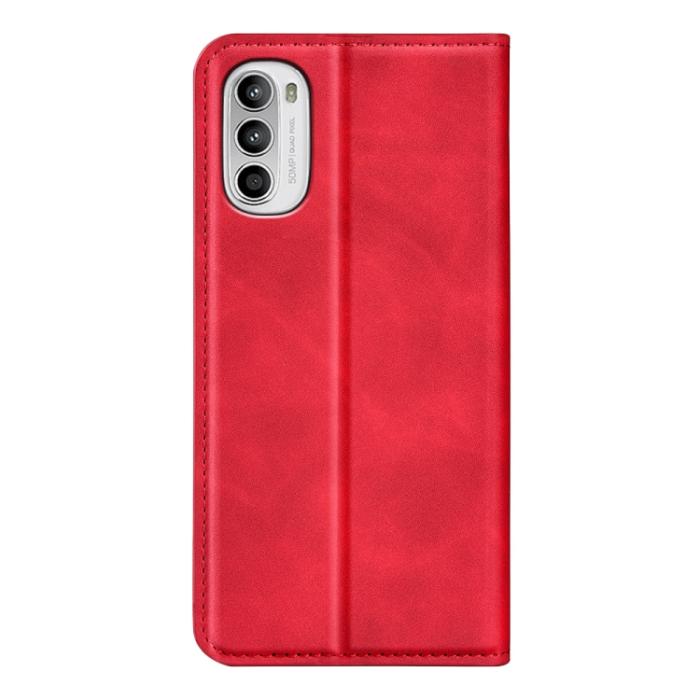 Bild 3, Motorola Moto G52/G82 Fodral Flip Retro Läder Röd