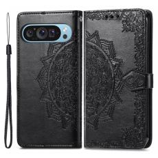 Google Pixel 10/10 Pro/9/9 Pro Fodral Mandala Blomma Svart