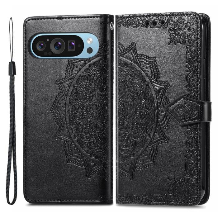 Bild 1, Google Pixel 10/10 Pro/9/9 Pro Fodral Mandala Blomma Svart