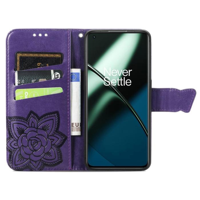 Bild 3, OnePlus 11 5G Fodral Butterfly Läder Mörk Lila