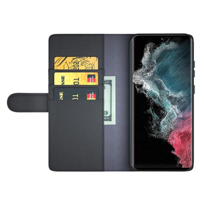 Bild 2, Samsung Galaxy S23 Ultra Fodral Premium Äkta Läder Svart