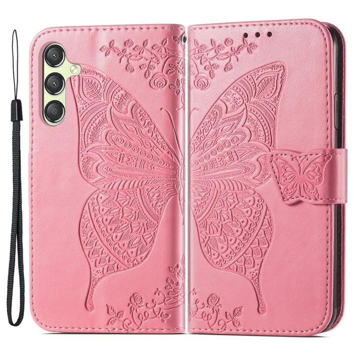 Bild 1, Samsung Galaxy A25 5G Fodral Läder Big Butterfly Rosa