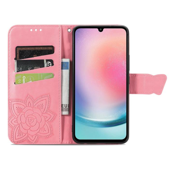 Bild 2, Samsung Galaxy A25 5G Fodral Läder Big Butterfly Rosa