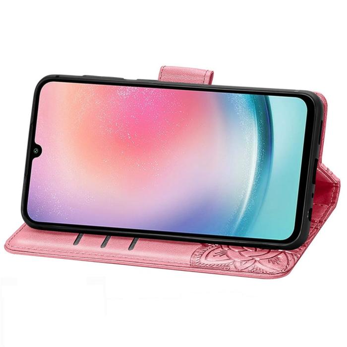 Bild 3, Samsung Galaxy A25 5G Fodral Läder Big Butterfly Rosa