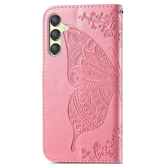 Bild 4, Samsung Galaxy A25 5G Fodral Läder Big Butterfly Rosa