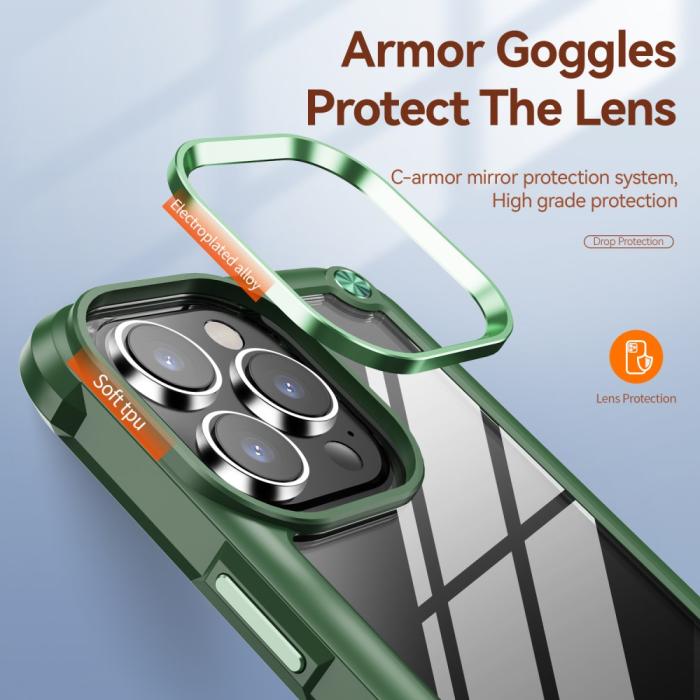 Bild 2, iPhone 15 Pro Skal Shockproof Hybrid Armor Grön