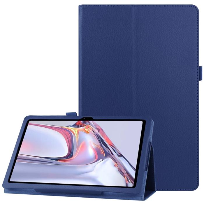 Bild 1, Samsung Galaxy Tab A7 10.4 Fodral Litchi läder Mörk Blå