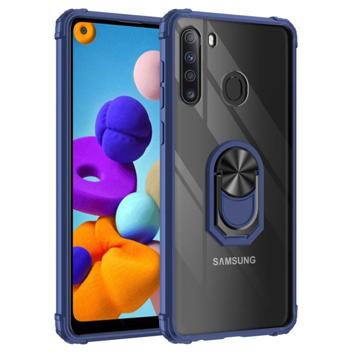 Bild 1, Samsung Galaxy A21 - Shockproof Hybrid Ring Skal - Blå