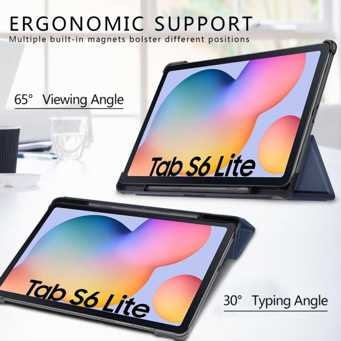 Bild 4, Samsung Galaxy Tab S6 Lite Fodral Bumper Tri-Fold Blå