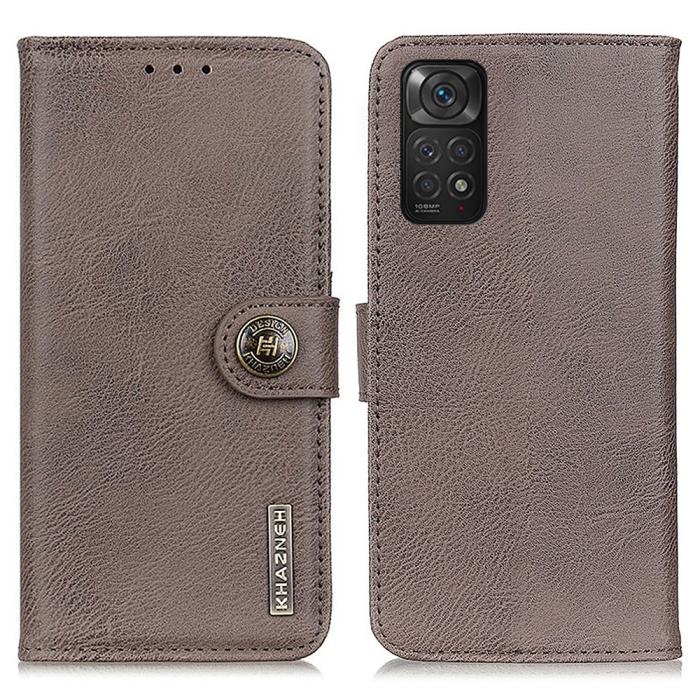 Bild 1, KHAZNEH Xiaomi Redmi Note 11 4G Fodral Läder Grå